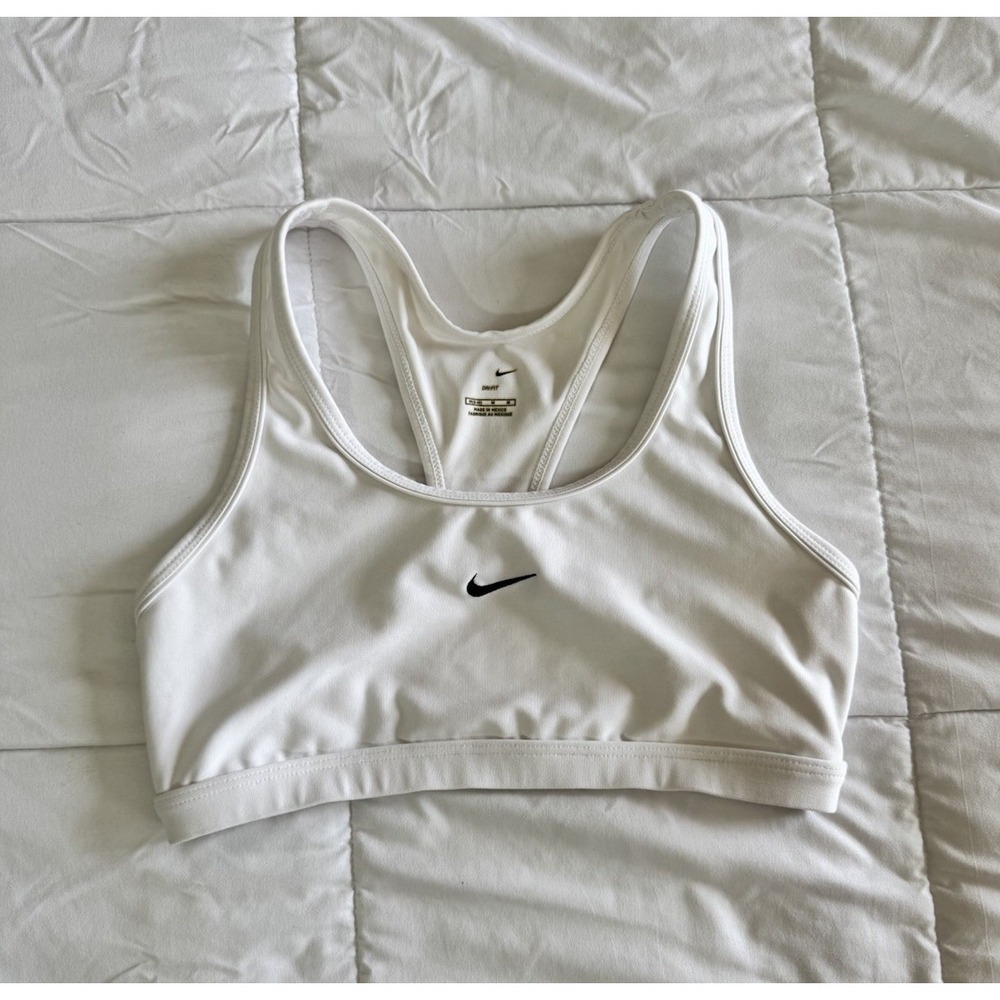 Nike Dri-FIT White Racerback Sports Bra Women's Size Medium Compression